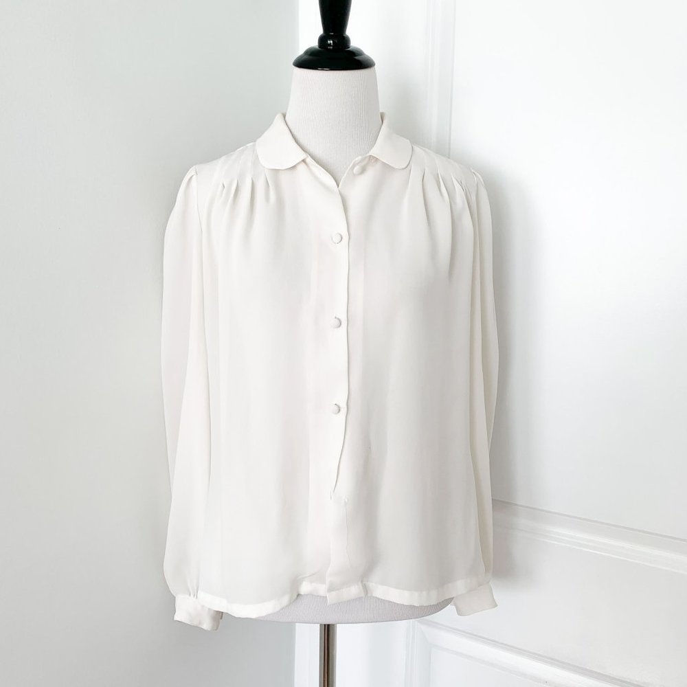 Vintage Marlis by Elle Designs Sheer Pleated Shoulder Blouse